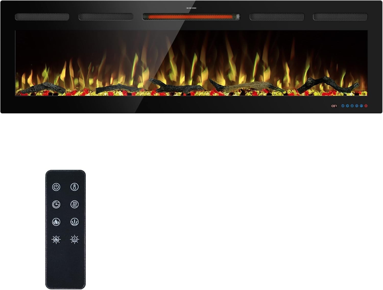 152cm WiFi Electric Fireplace Insert Recessed Wall Mount Heater 750/1500W