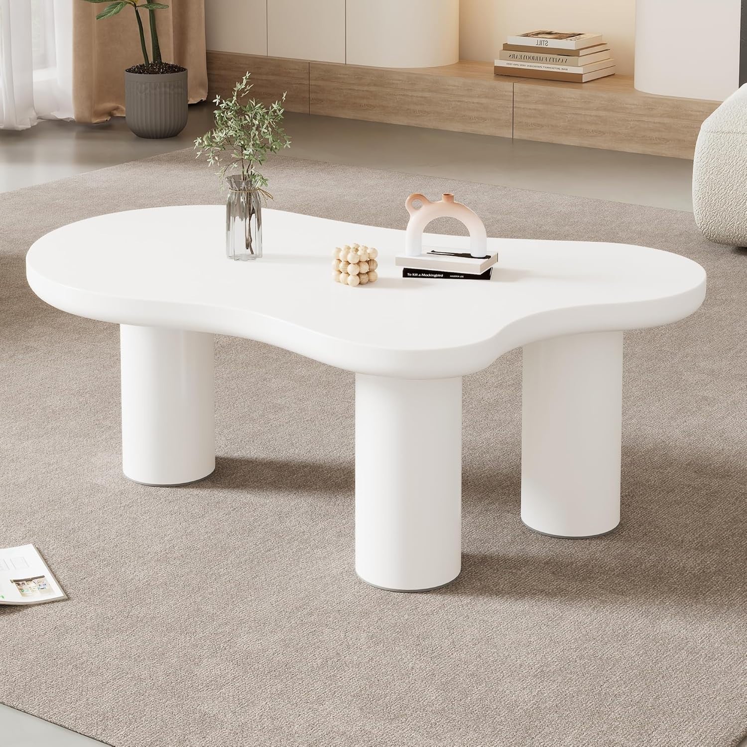 Unique Cloud-Shaped Coffee Table, Spacious 107x66x40.5cm, Modern & Stable