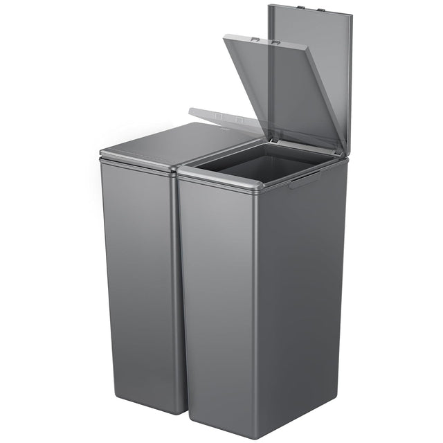 80L Double Kitchen Recycling Bin 2x40L Touch Lid Slim Grey