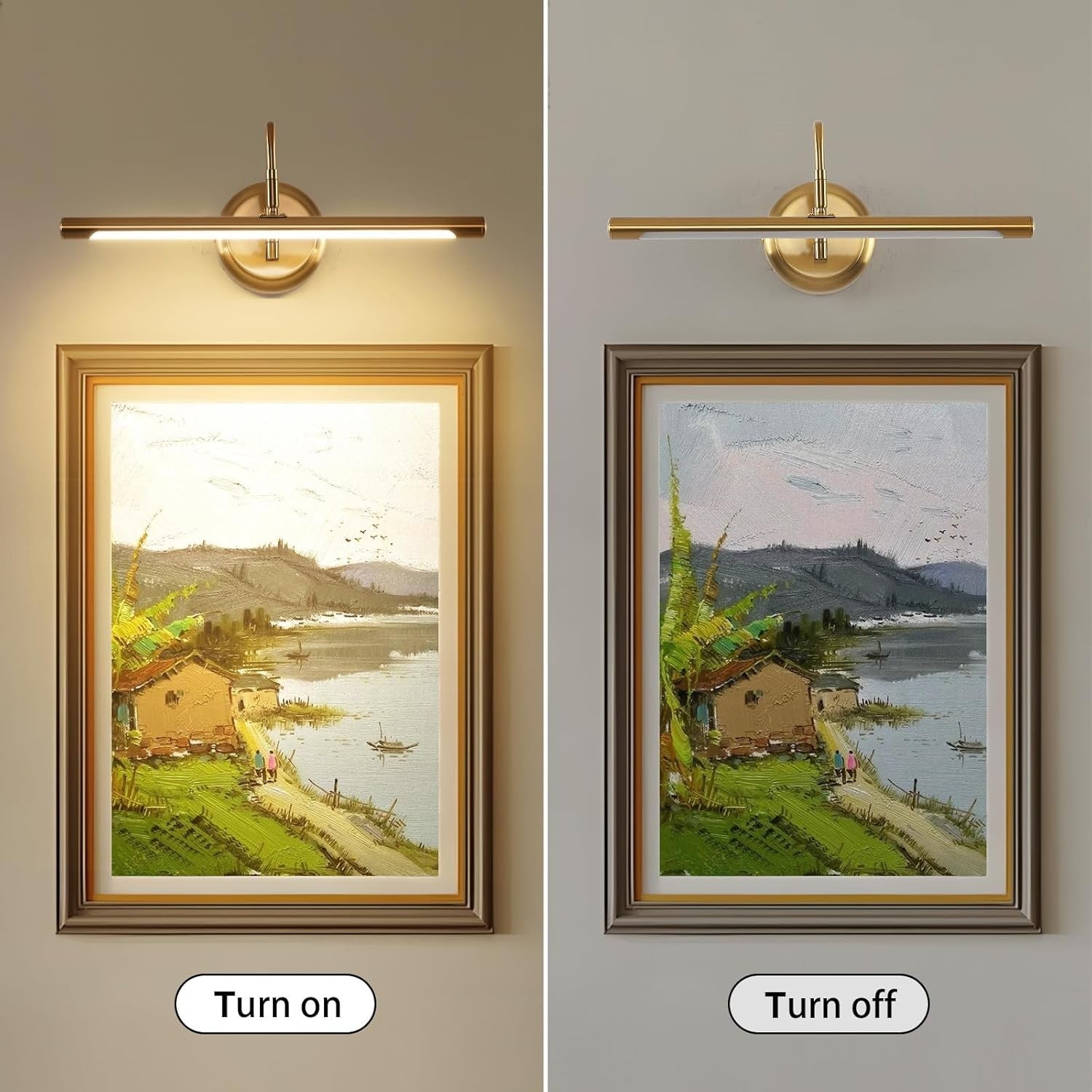 Modern Brass Picture Light 16.5" Dimmable LED Wall Lamp 3000K for Art