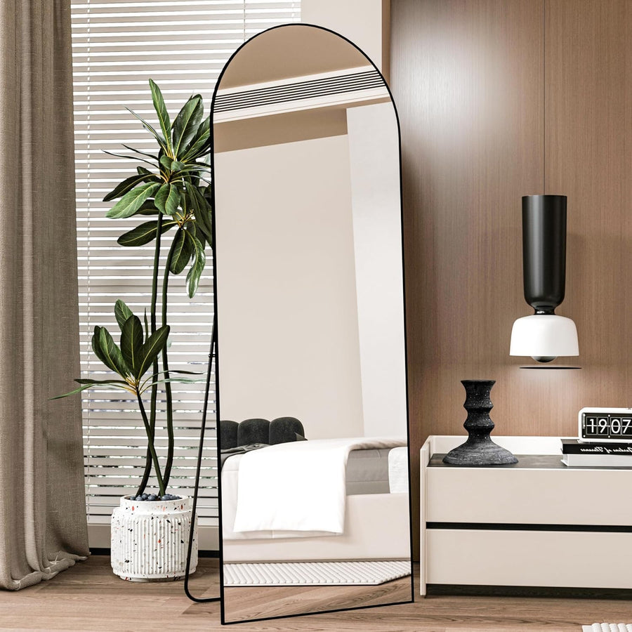 Arch Full Length Mirror 162x53cm Black Frame Wall Leaning Dressing Floor