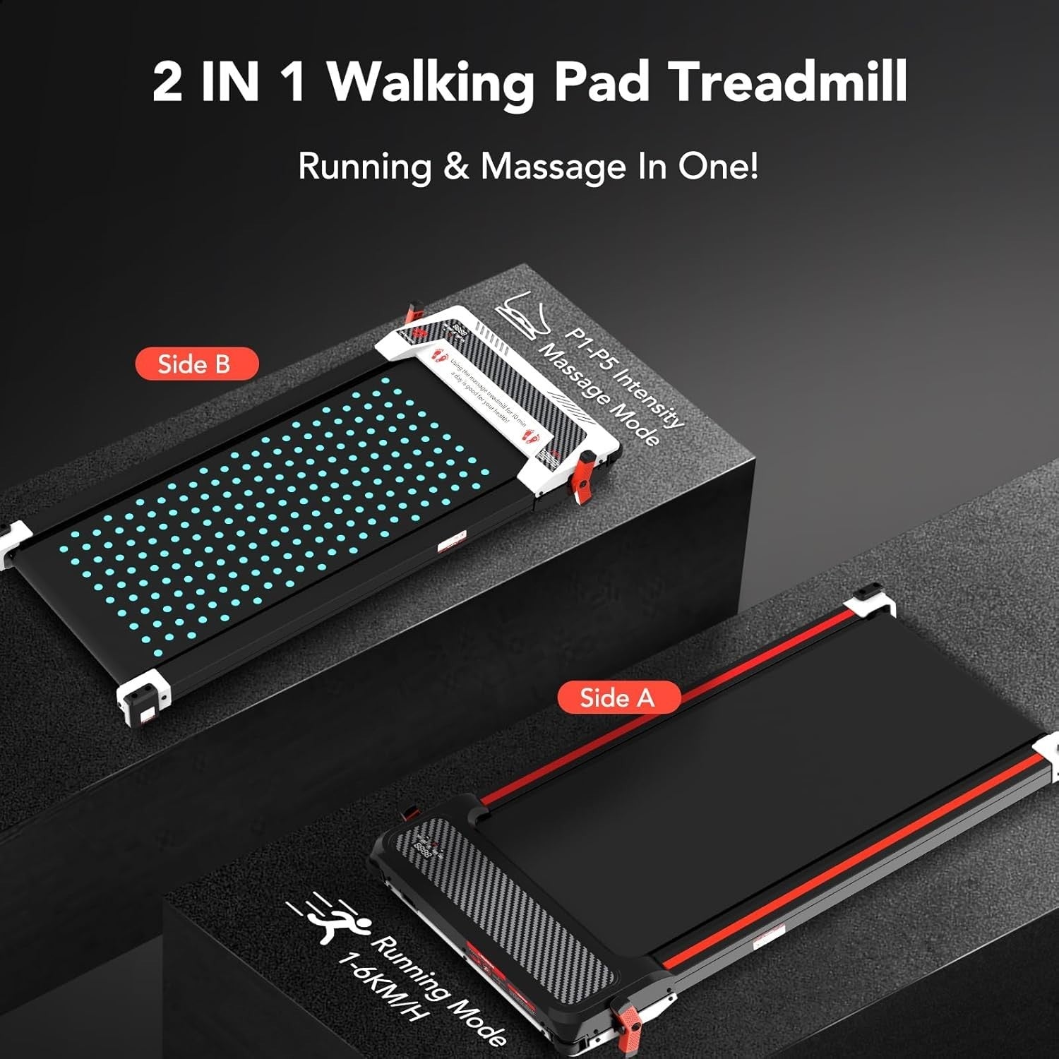 Under Desk Folding Treadmill 6km/h Quiet Walking Pad Home Office FitnessUnder De