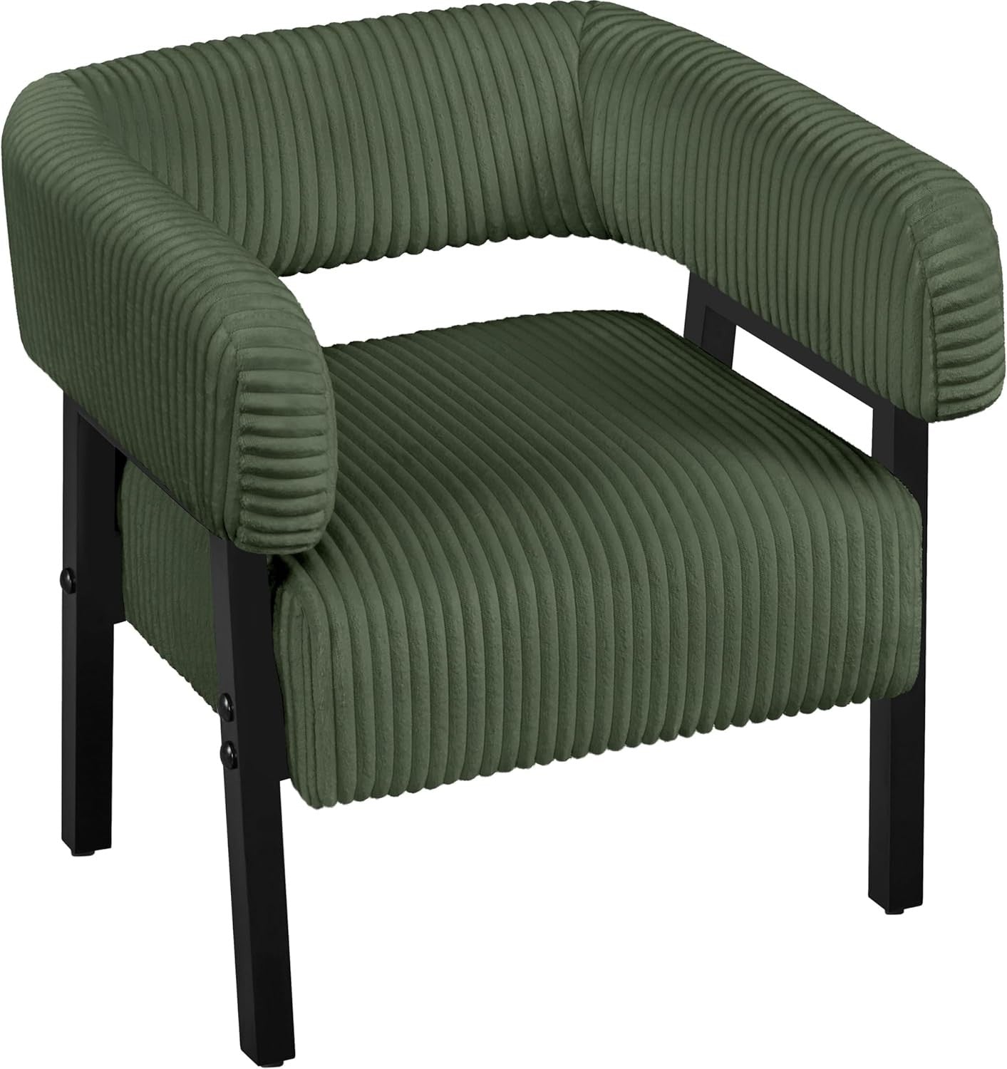 Corduroy Tub Chair Accent Armchair with Pocket Dark Green