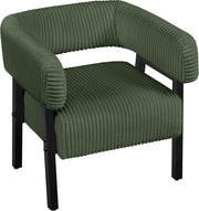 Corduroy Tub Chair Accent Armchair with Pocket Dark Green