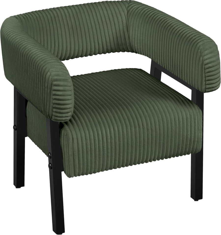 Corduroy Tub Chair Accent Armchair with Pocket Dark Green