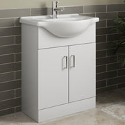 650mm White Gloss Vanity Sink Unit – Bathroom Basin Cabinet with Soft Close Door