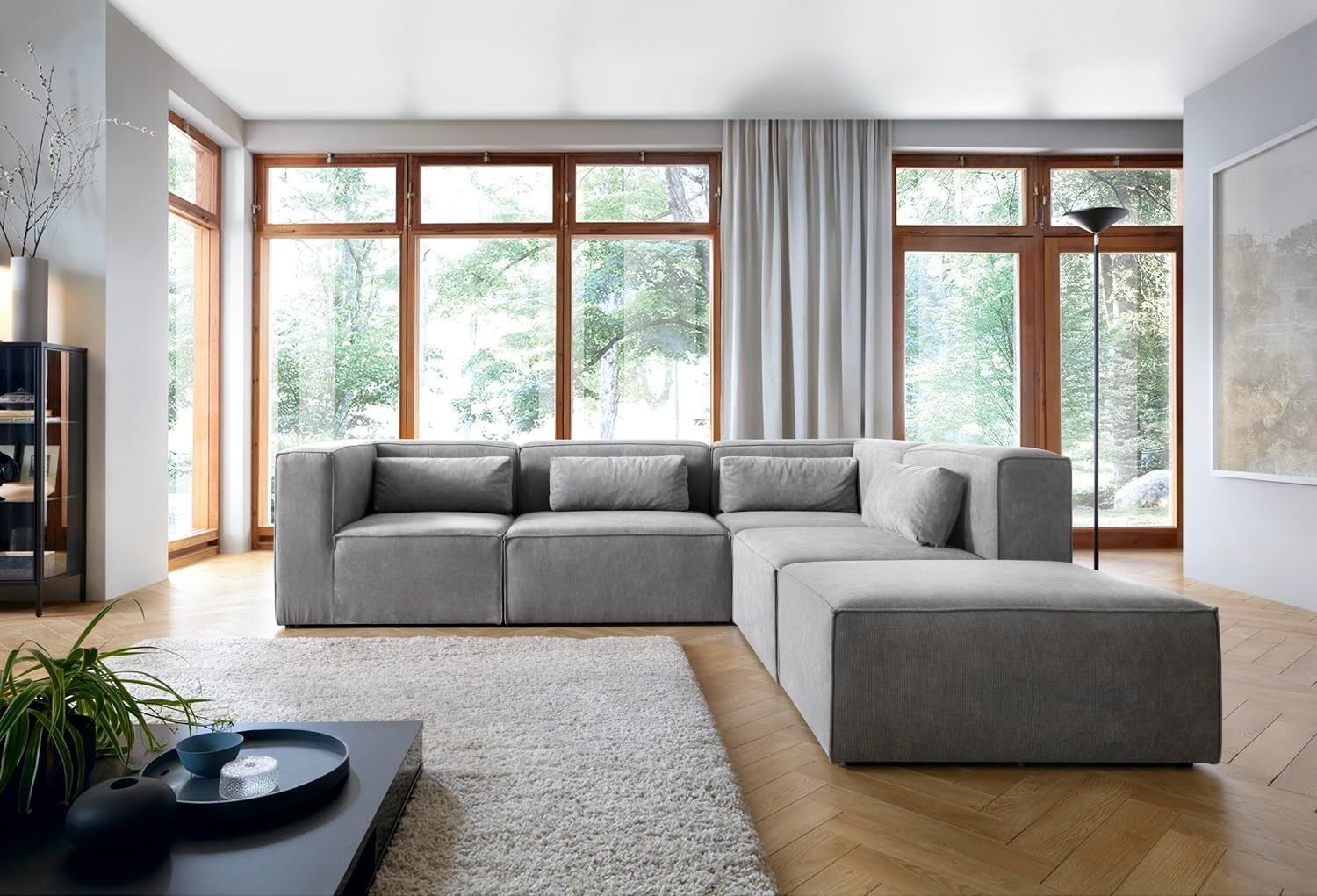 Light Grey Corner Sofa 5 Seater Modular L Shape | 282x257x73cm Sectional