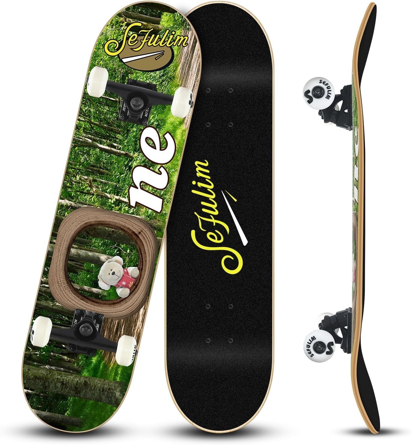 31in Maple Skateboard Complete 7-Layer Double Kick Pro Trick Board