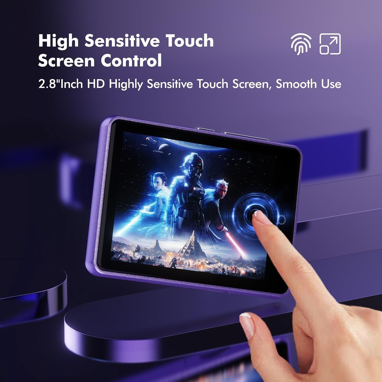 Bluetooth 5.3 64GB 2.8″ Touch MP3 Player for Kids w/ Speaker & FM Radio