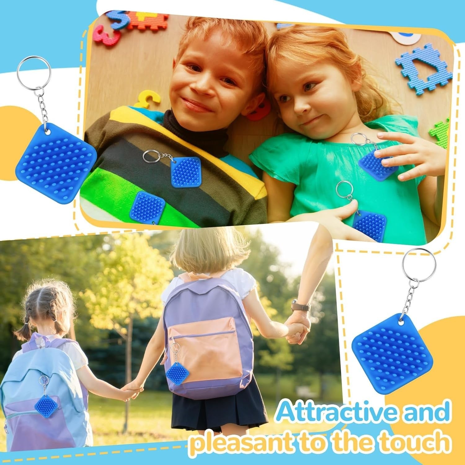 12PCS Mini Sensory Fidget Keychain Silicone Stress Relief Anxiety Toy