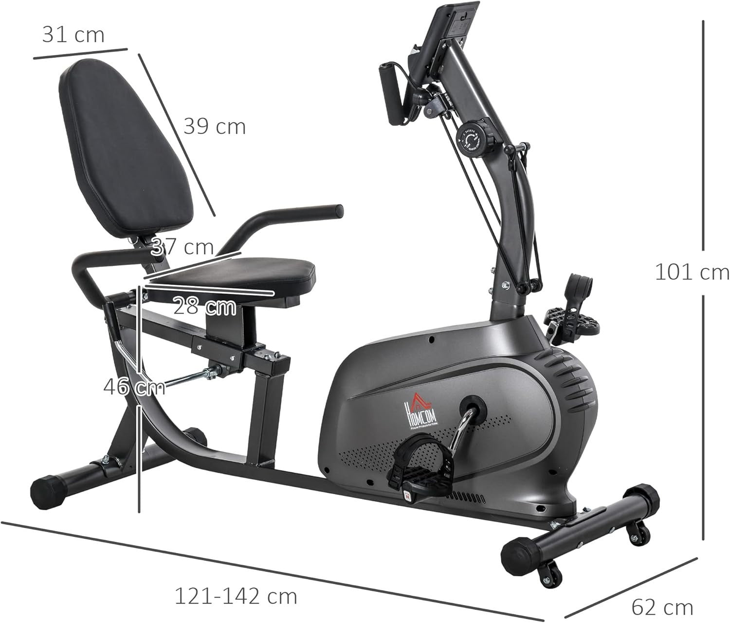 Exercise Bike LCD Display Quiet 8-Level Magnetic Resistance Home Gym Fitness