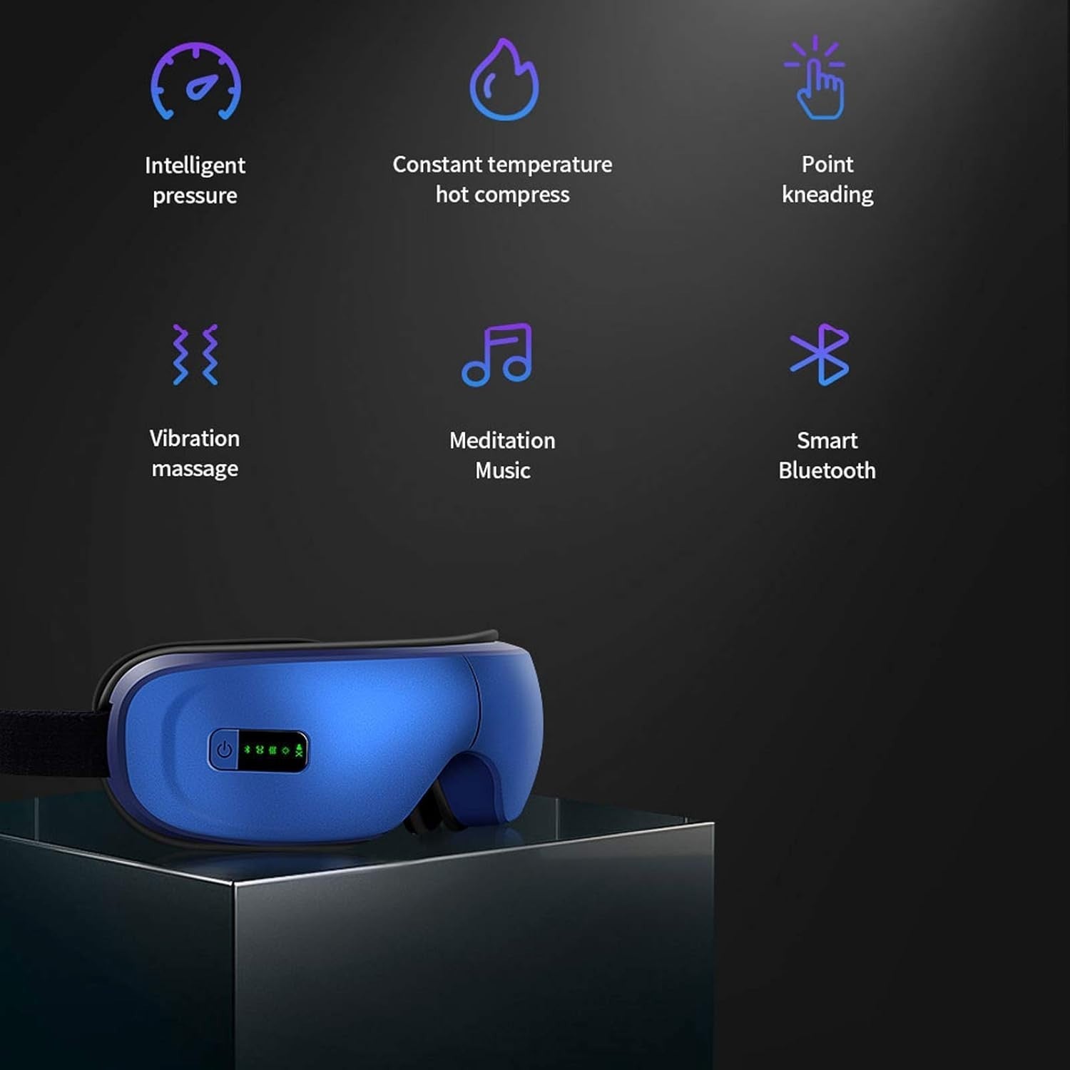 Foldable Heated Eye Massager Air Compression Bluetooth