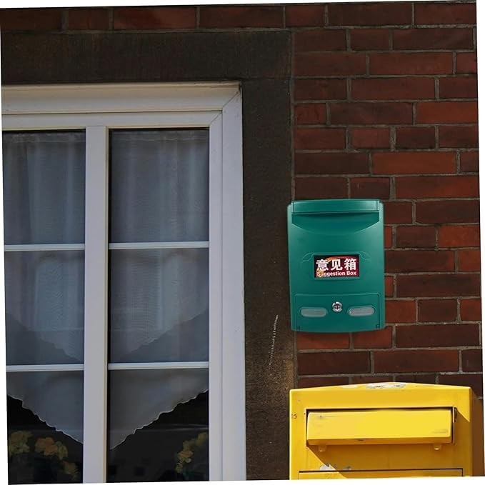 Lockable Wall Mount Mailbox Weatherproof ABS Secure Post Box Green 28.5x21.5x8cm