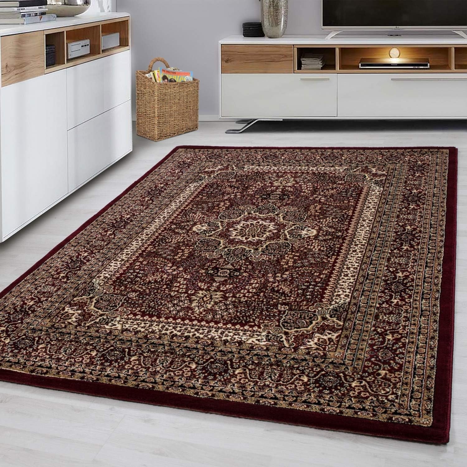 Large Red Oriental Area Rug 160x230cm Soft Low Pile Traditional Living Room