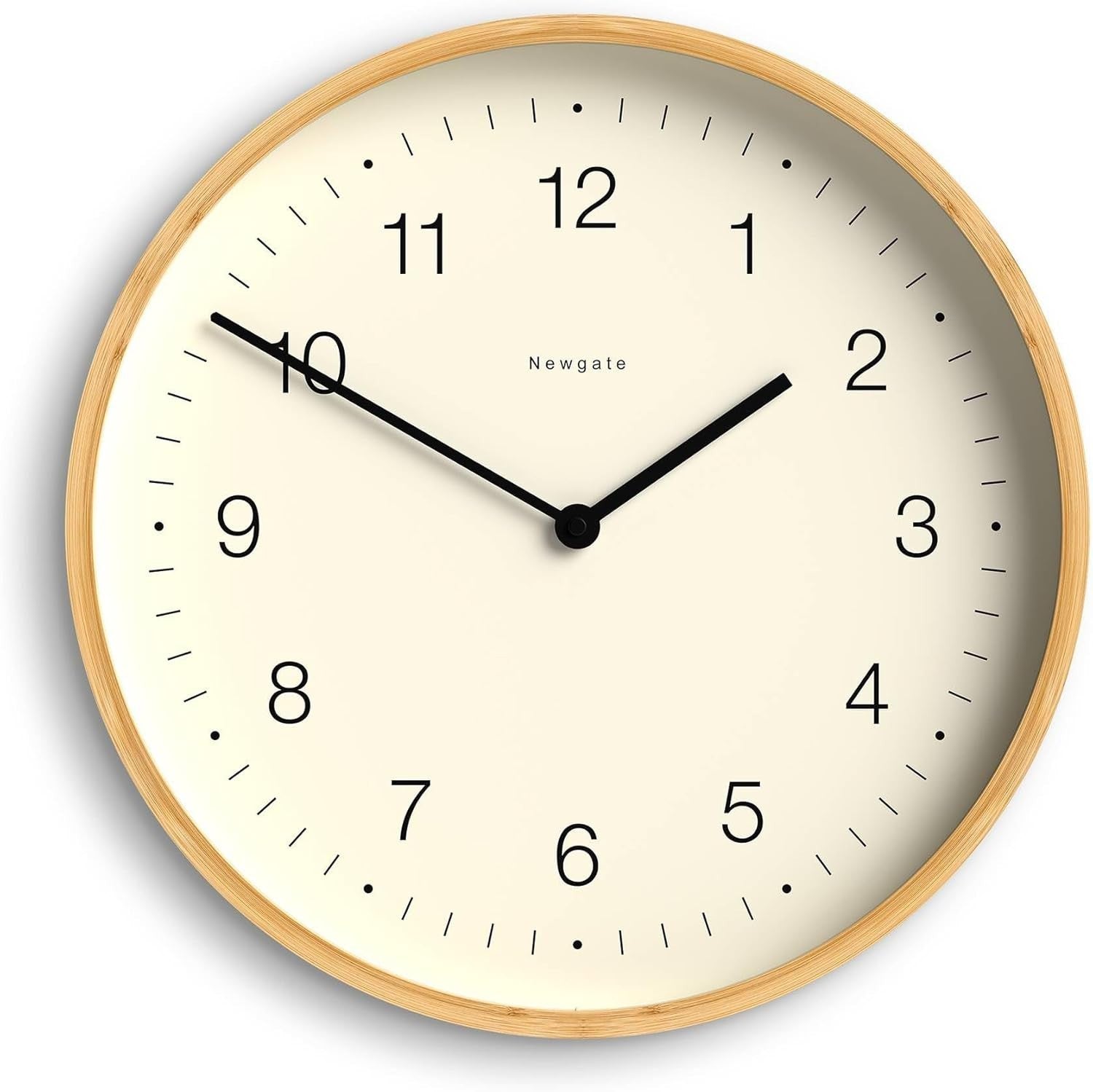 Silent Wall Clock 38cm Scandi Bamboo Modern Minimalist Home Decor