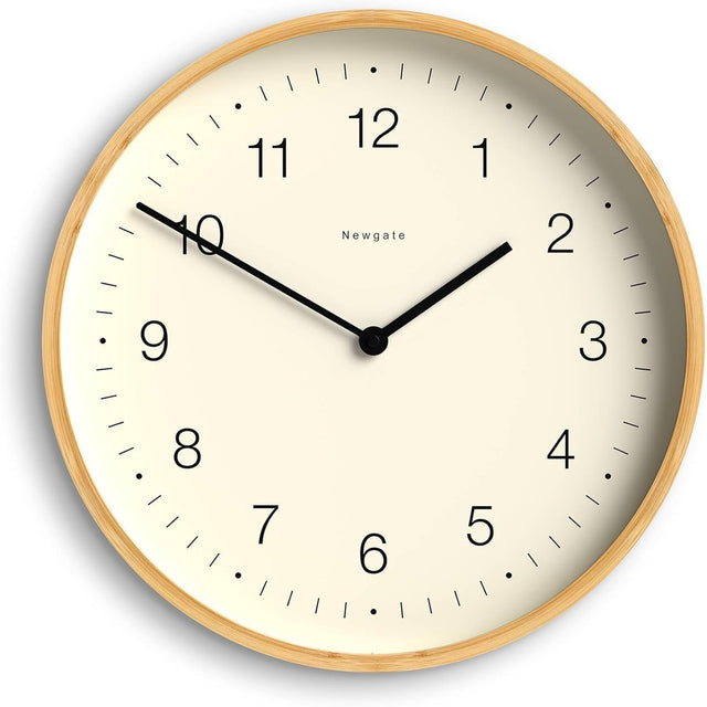 Silent Wall Clock 38cm Scandi Bamboo Modern Minimalist Home Decor