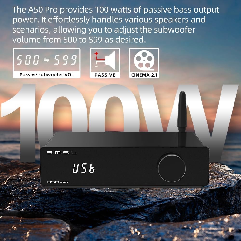 2.1 Channel Bluetooth HiFi Power Amplifier | 100W Subwoofer Output | USB HDMI