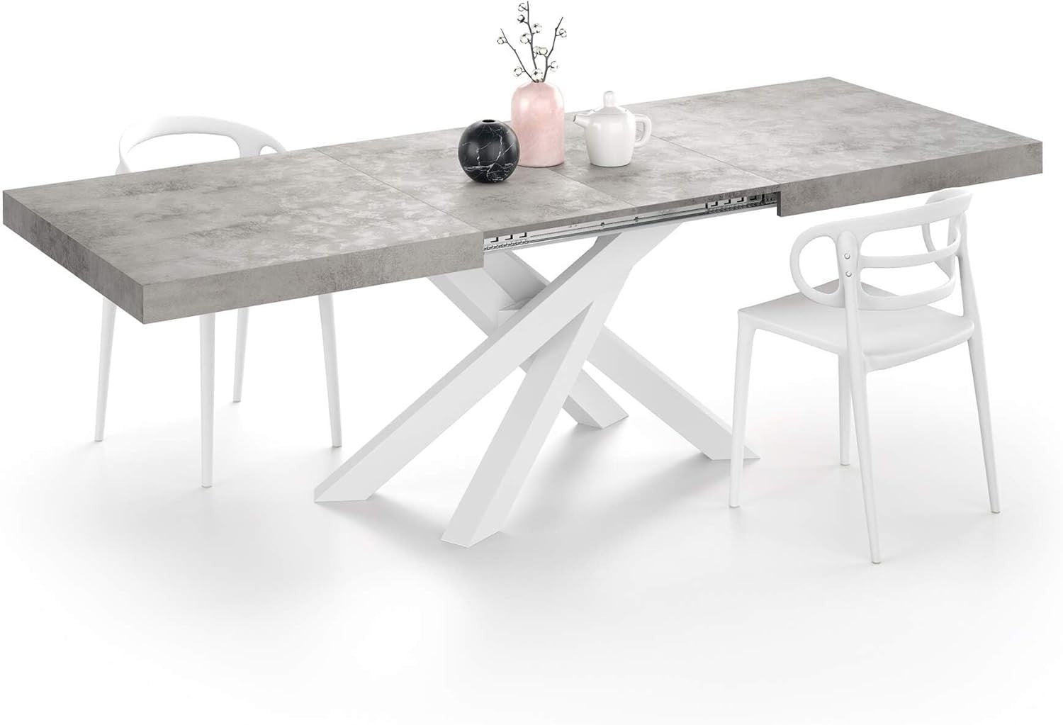 Extendable Walnut Dining Table 160–240cm w/Concerte Grey  Cross Legs Modern