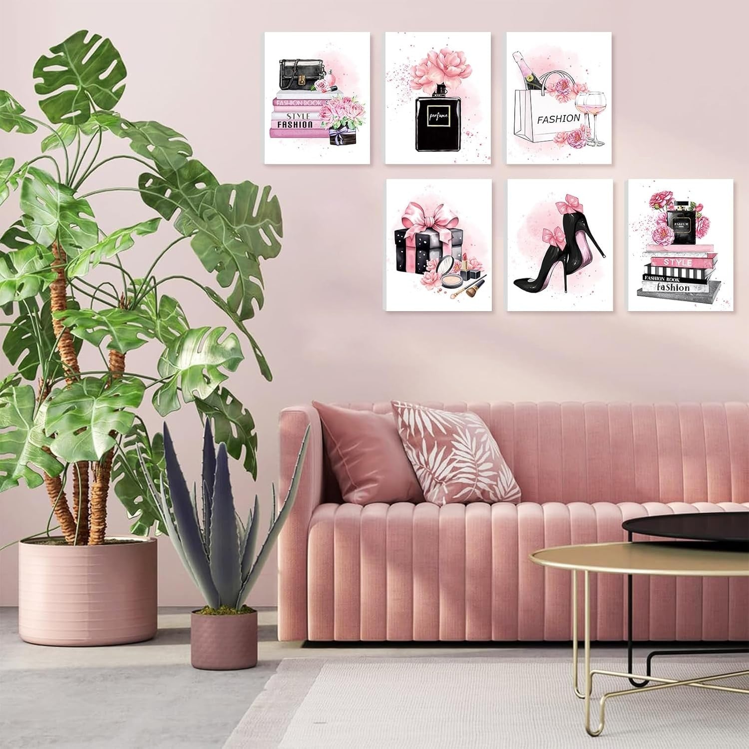 Makeup Fashion Wall Art Set of 6 Framed Girls Bedroom 25x20cm
