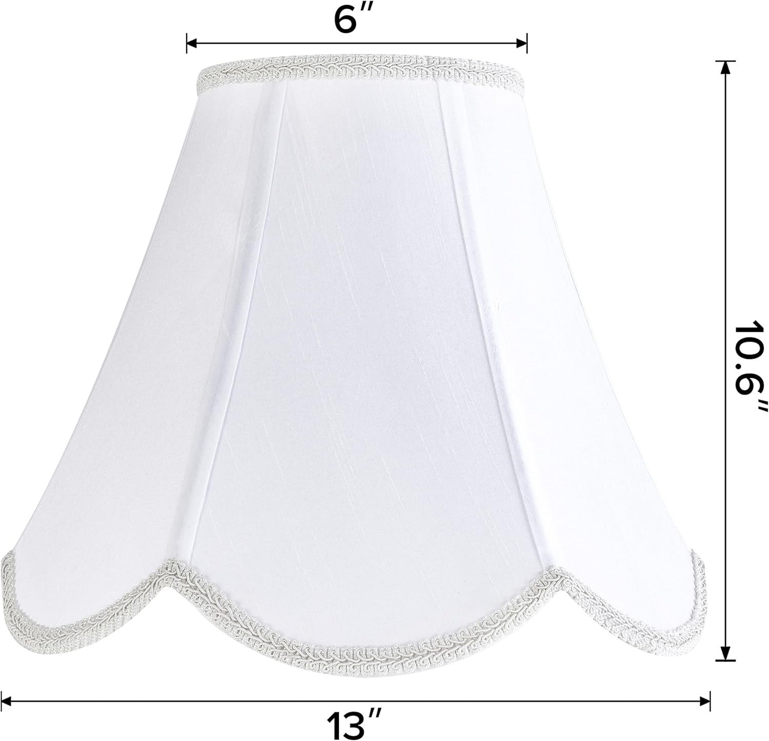 White Scalloped Bell Lamp Shade Medium Spider Fit Faux Silk Table Floor