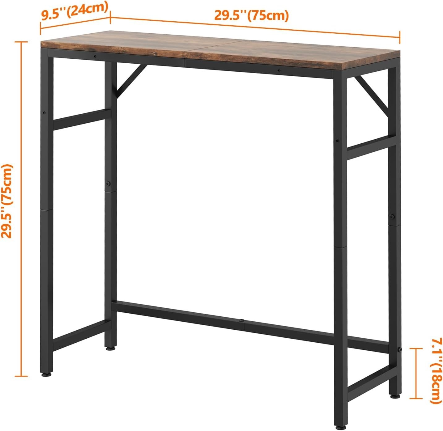 Slim Console Table for Hallway Entryway – Rustic Narrow Side Table 75cm