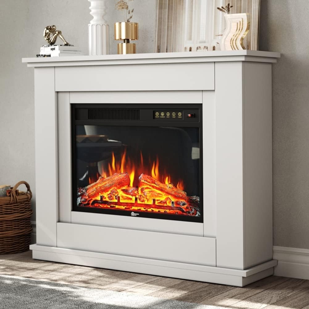 40" Electric Fireplace Suite LED Heater Remote Modern Fire Surround
