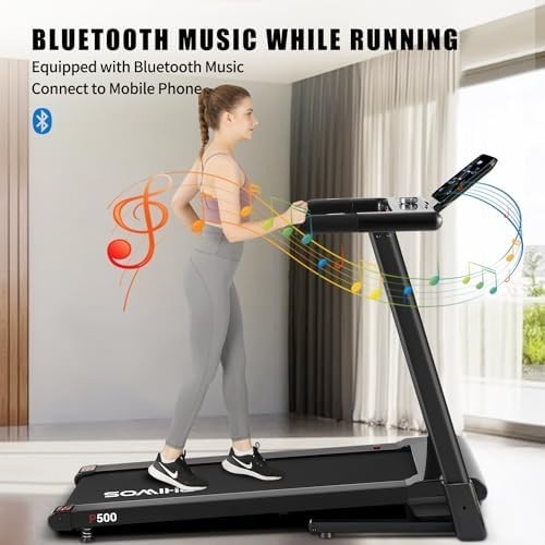 Folding Treadmill 12km/h Quiet Motor LED Display Bluetooth Wide Belt Home Gym