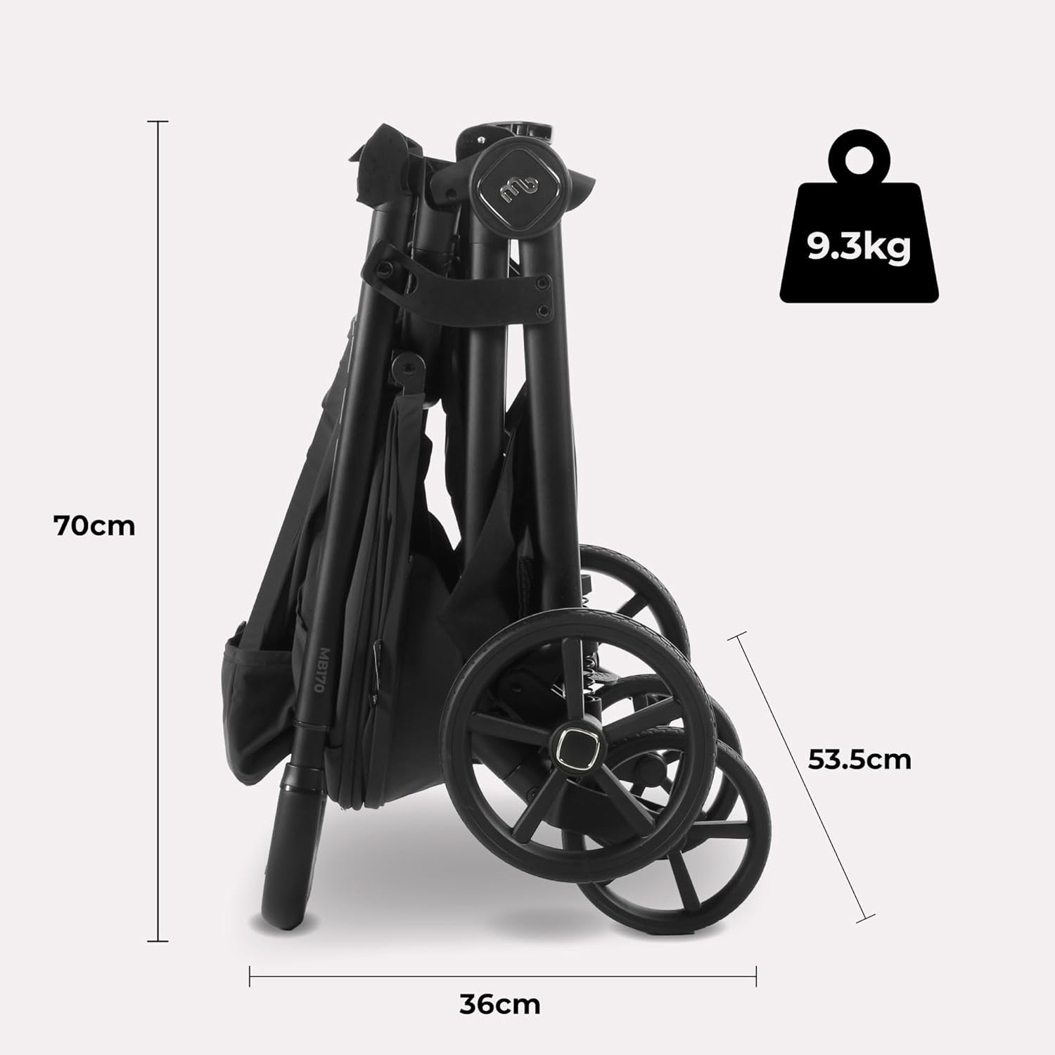 Compact Baby Pushchair Stroller From Birth to 22kg Foldable Black