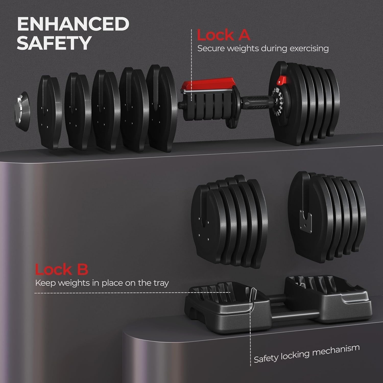 40kg Adjustable Dumbbell & Barbell Set 16-Level Quick Adjust Home Gym Weights
