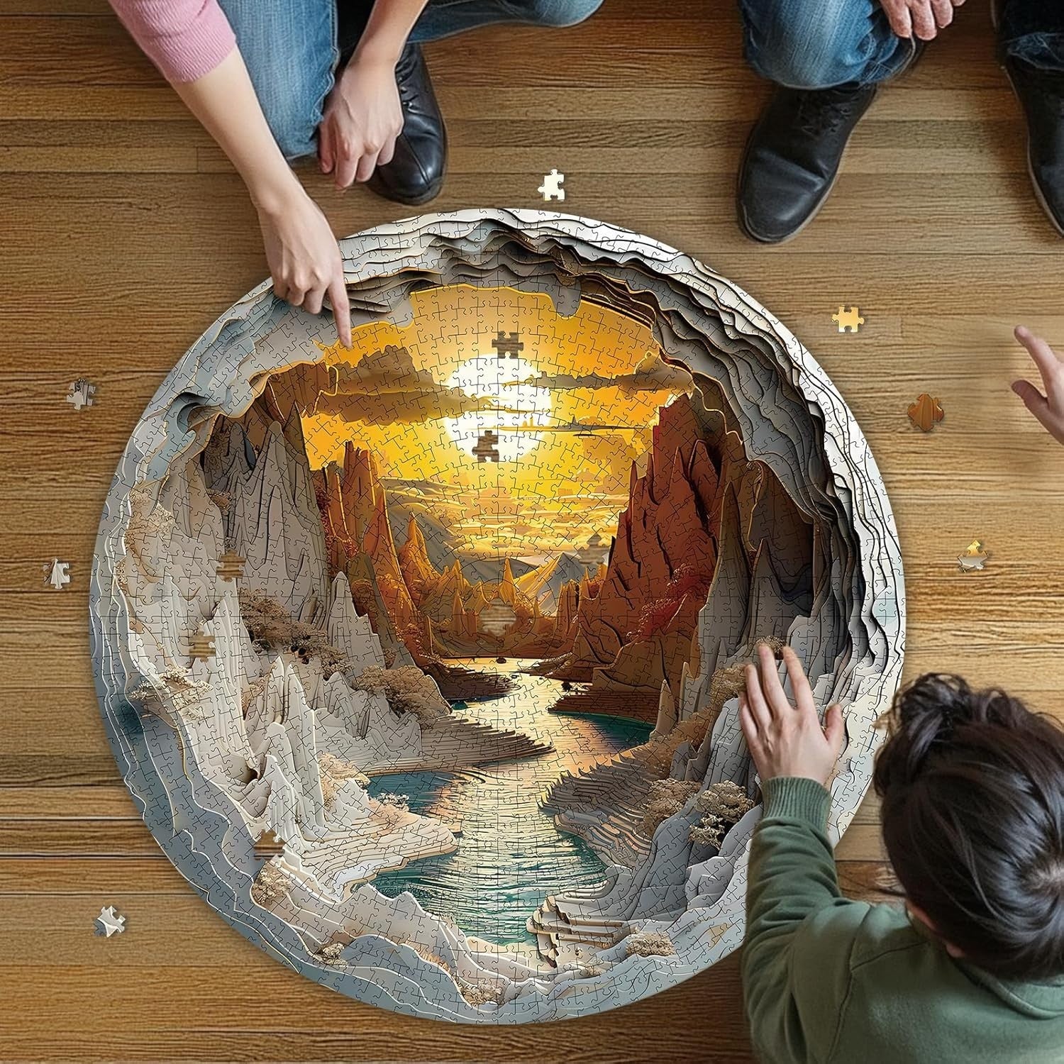 1000 Piece Round Jigsaw Puzzle Adults Cave Canyon Nature Wall Art Gift