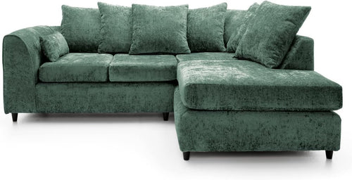 L-Shaped Corner Sofa 4-Seater Green Deep Cushions Right Hand Facing