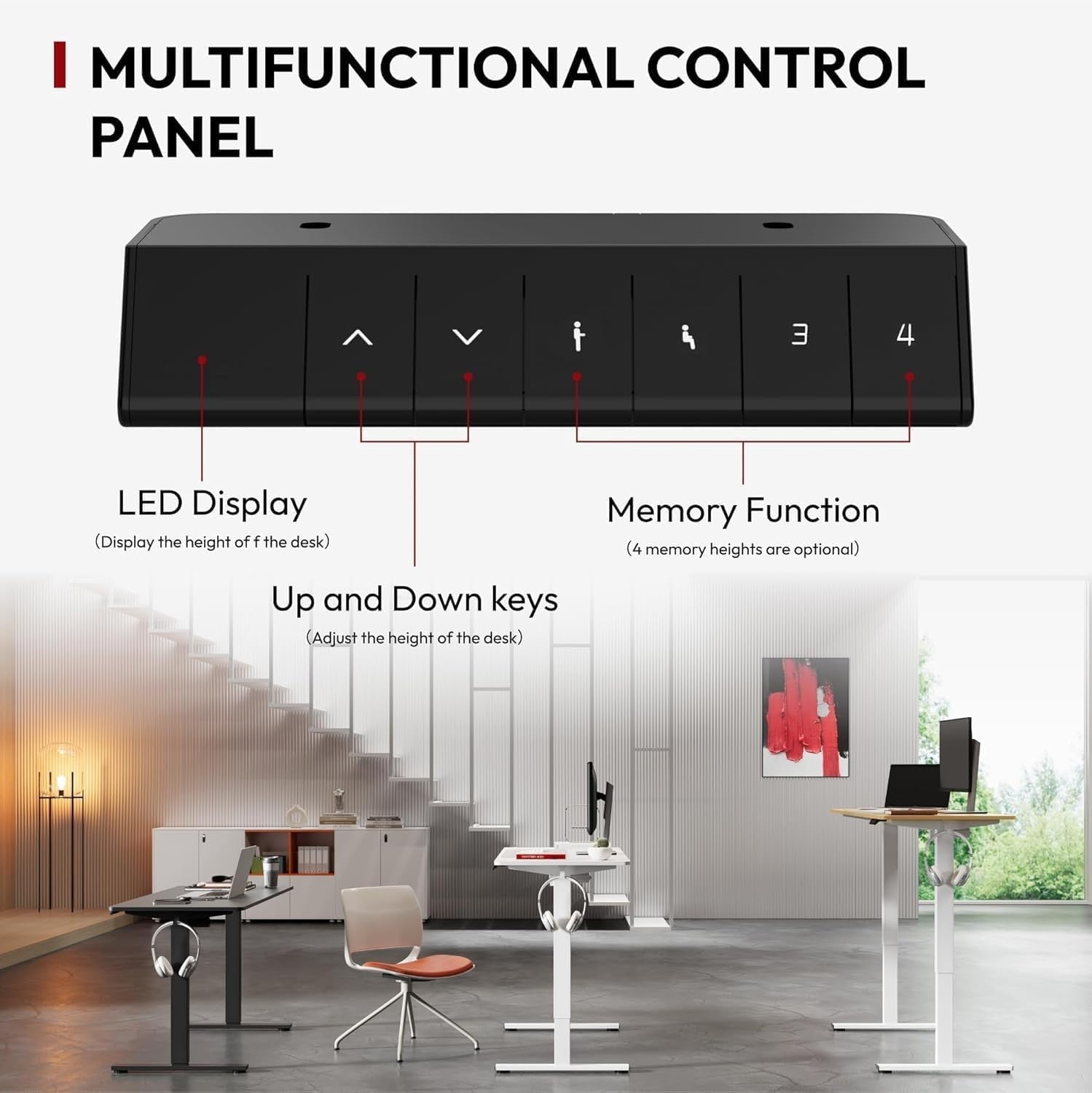 Electric Height Adjustable Standing Desk 140x80cm Ergonomic Sit Stand Table