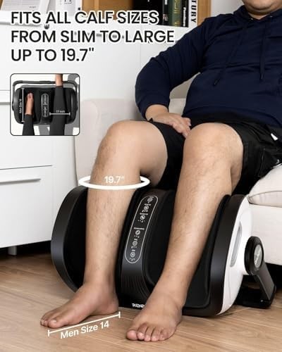 Heated Foot & Calf Massager Machine Deep Kneading Remote Control