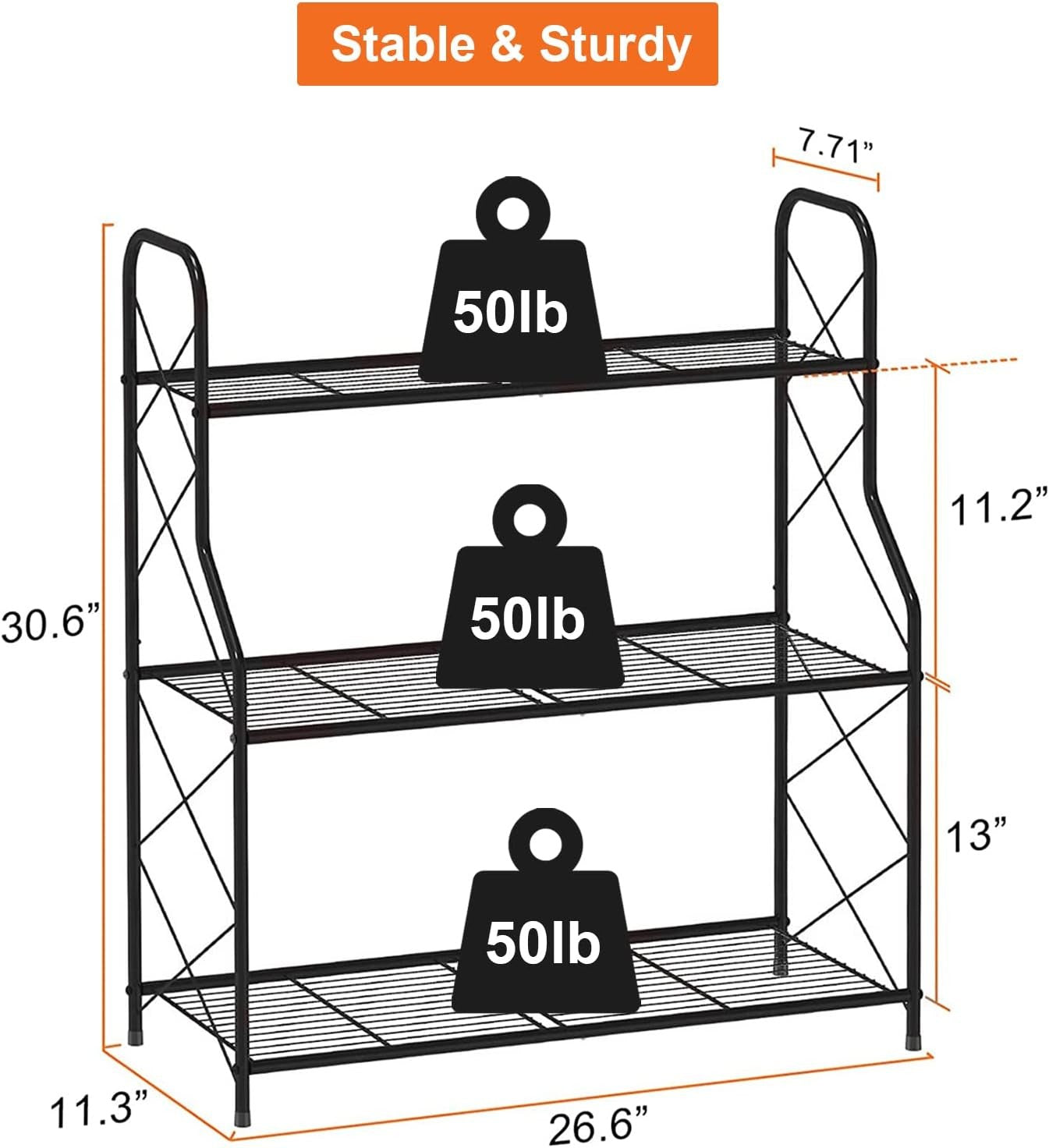 3 Tier Black Metal Plant Stand Ladder Shelf Indoor Outdoor Flower Display
