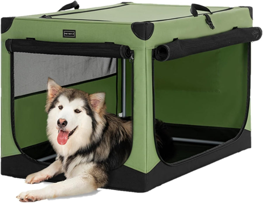 Collapsible Foldable Dog Crate with Adjustable Fabric Cover, Extra Large