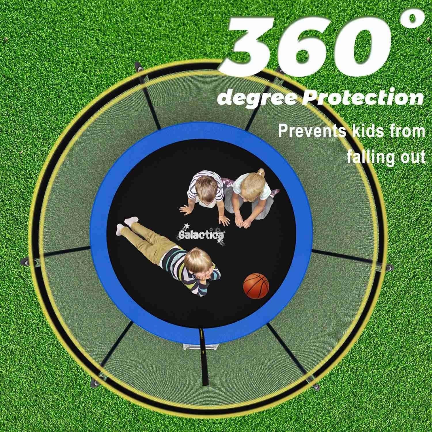 12FT Kids Outdoor Trampoline Safety Enclosure Ladder Waterproof