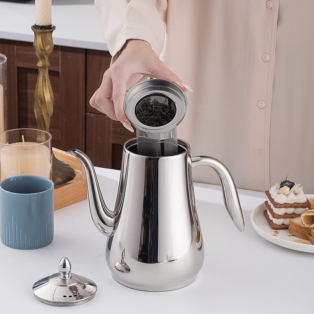 Stainless Steel Teapot 1.75L Infuser Loose Leaf Tea Coffee Server
