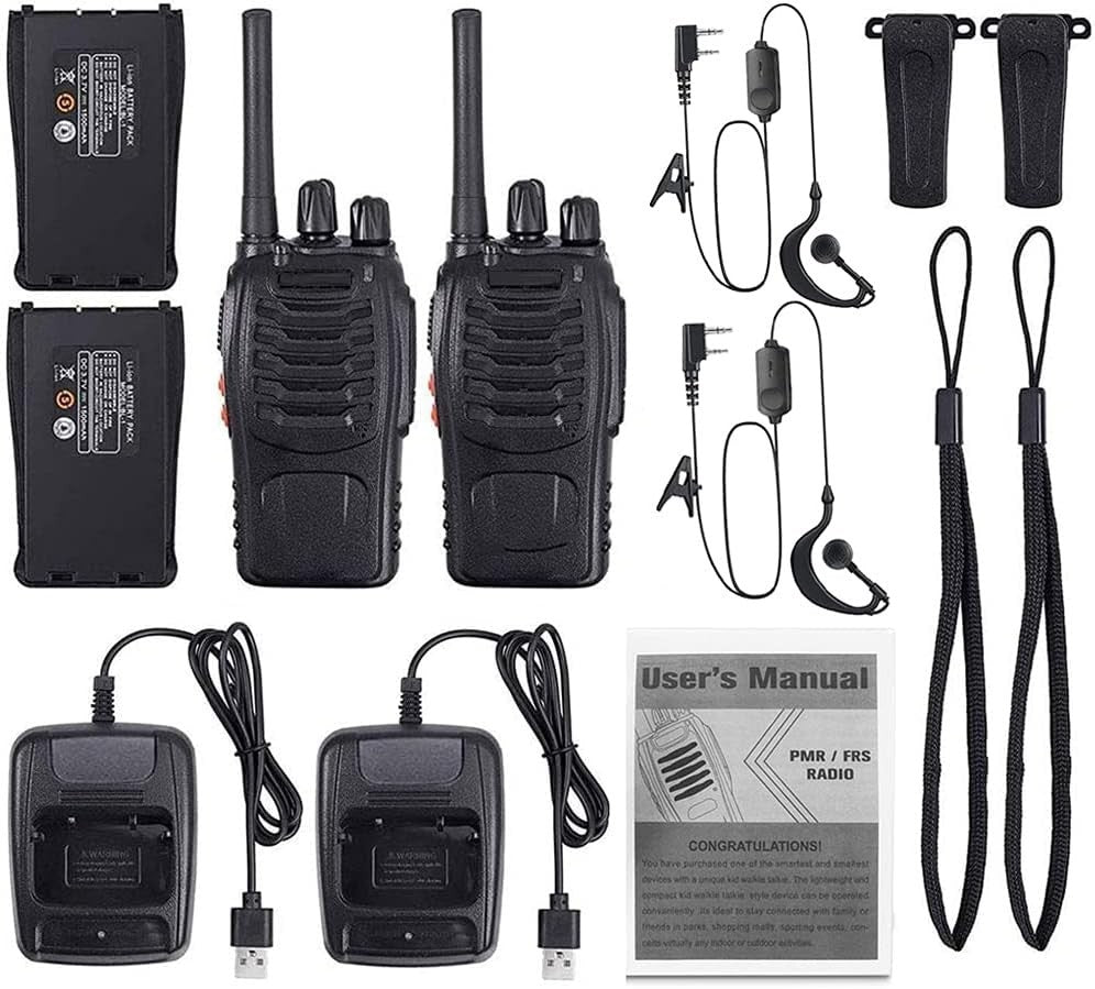 Walkie Talkies 8 Pack Long Range USB Rechargeable 16CH LED Earpieces