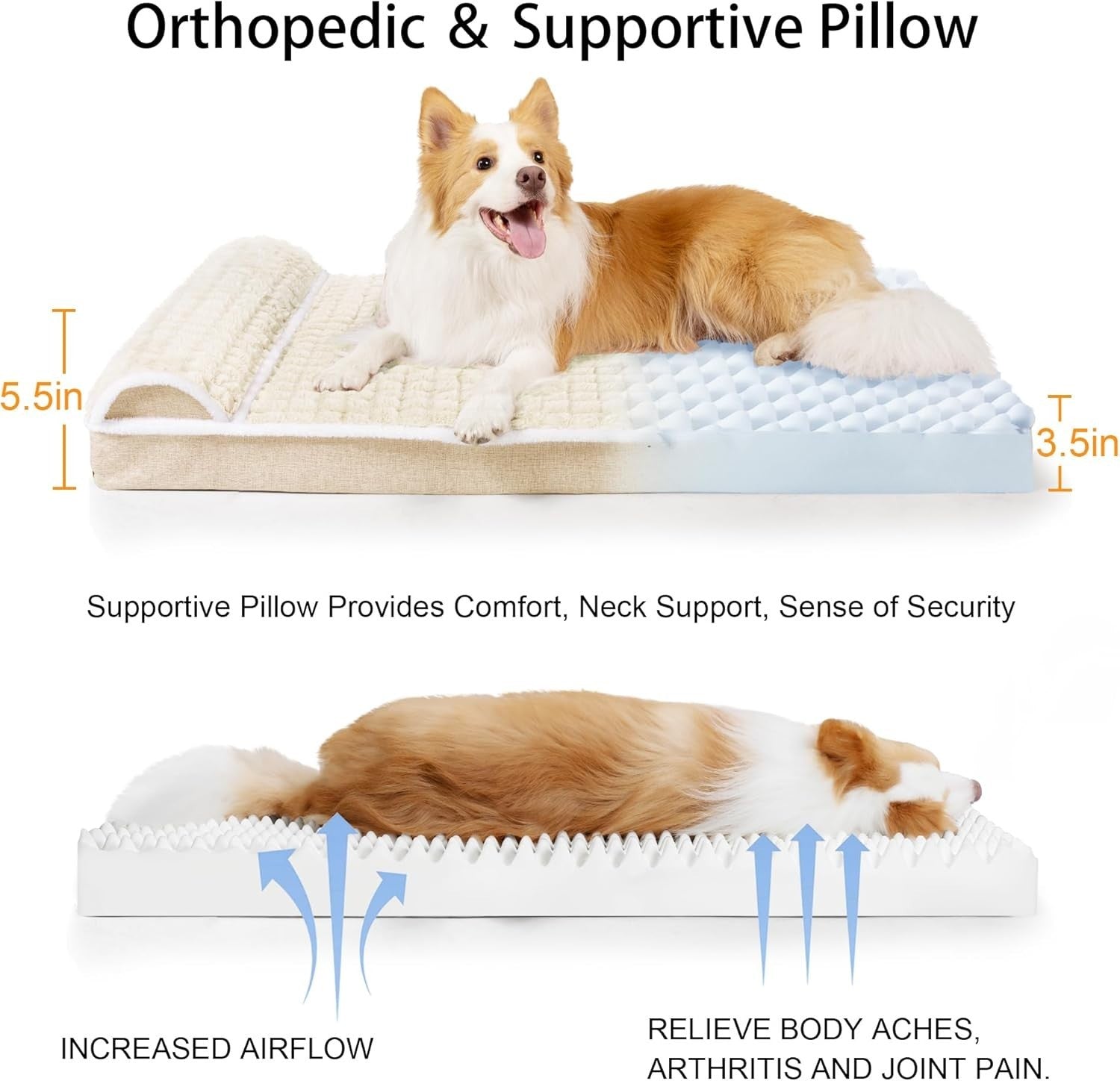 Extra Large Orthopedic Dog Bed 142x101cm Waterproof