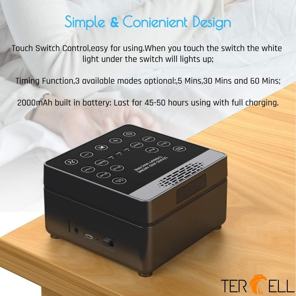 2-in-1 White Noise & Aroma Sleep Machine | 10 Nature Sounds, Touch, Portable