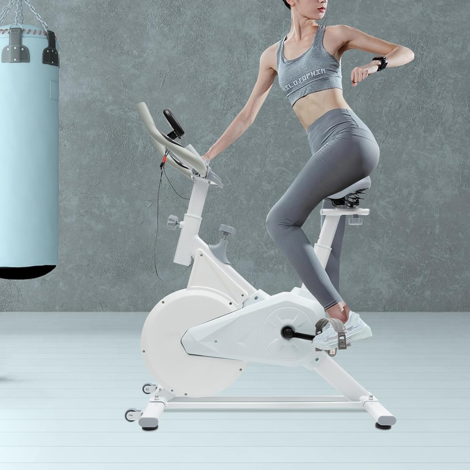 Quiet Indoor Cycling Bike w/ 8.8lb Flywheel, Adjustable Resistance Cushion Seat