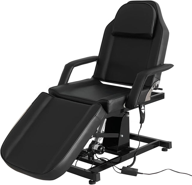 Electric Massage Table Adjustable 3-Section Beauty Spa Tattoo Bed w/ Headrest