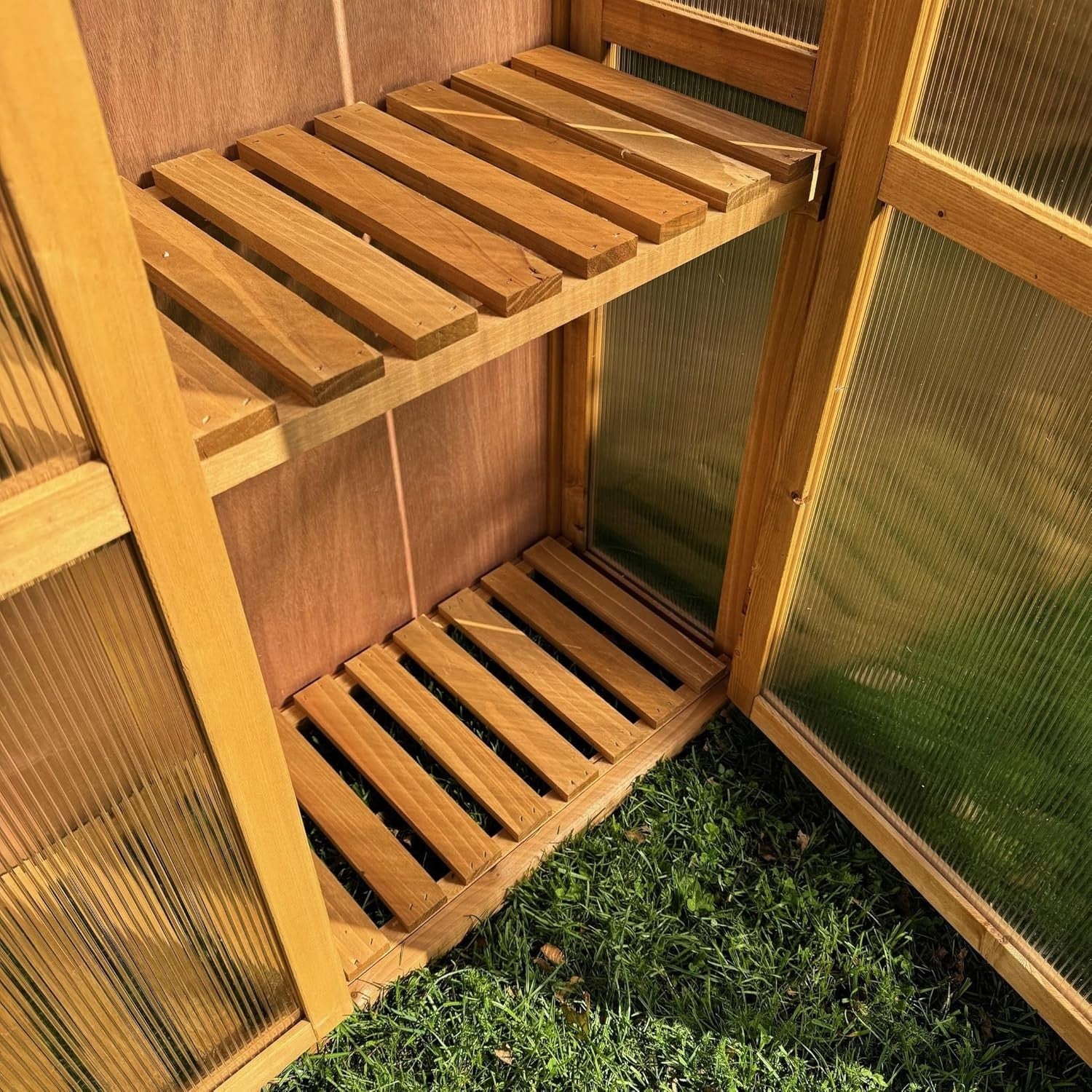 Wooden Apex Mini Greenhouse with Polycarbonate Panels 160cm Weatherproof