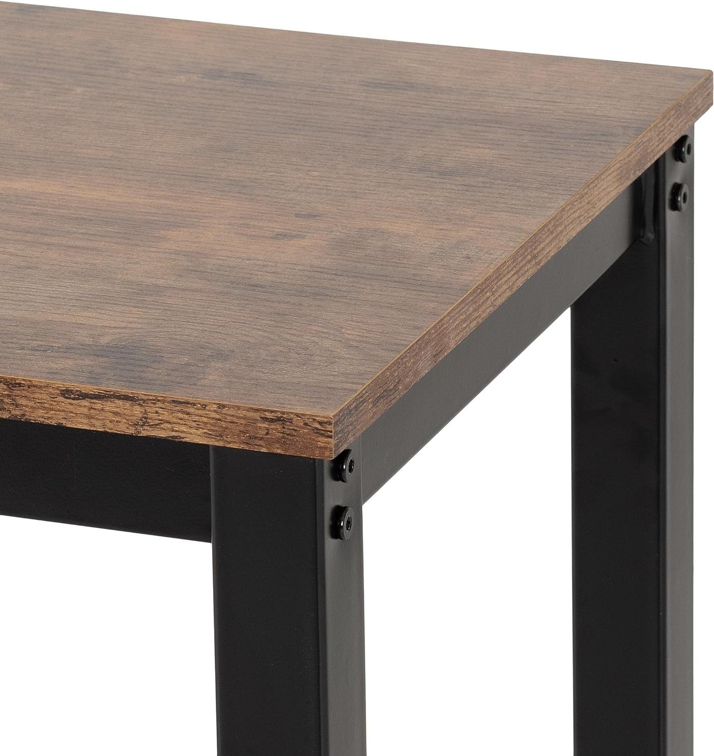 3 Piece Bar Table Set with 2 Stools Acacia Wood Effect Space Saving Dining Black