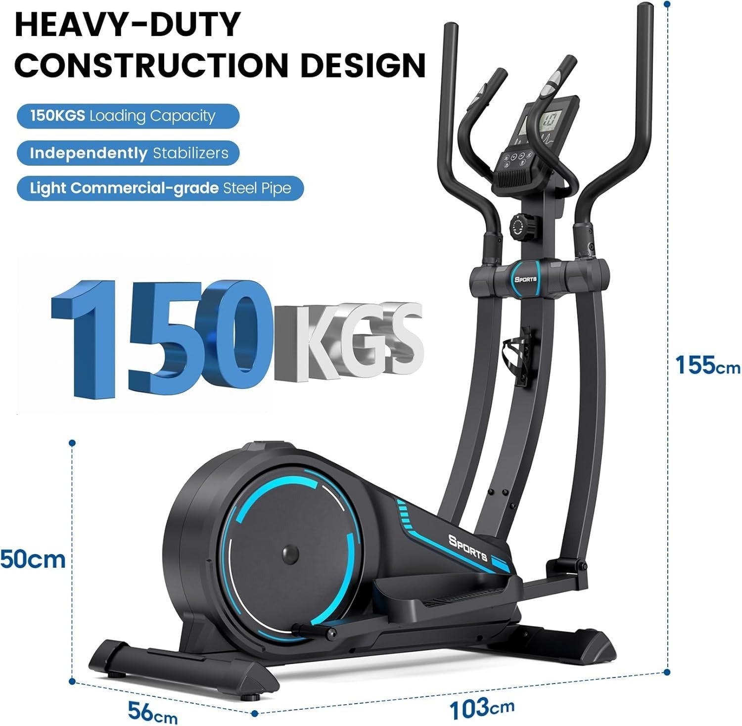 Magnetic Elliptical Cross Trainer for Home with LCD & 16 Resistance Levels