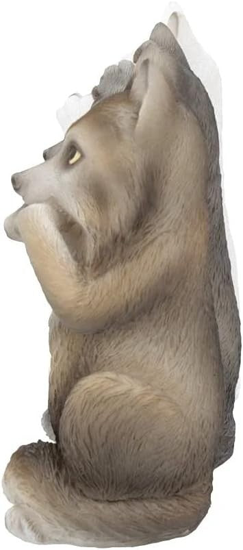 Three Wise Wolf Figurines Resin 10cm Grey Woodland Ornament Gift Home Decor