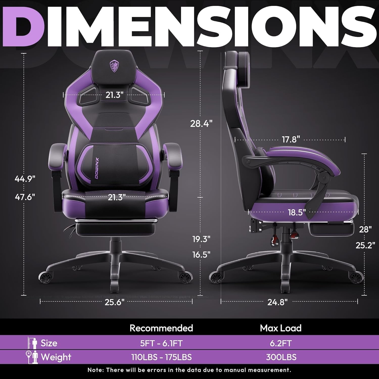 Gaming Chair with Footrest Ergonomic PU Leather High Back Purple