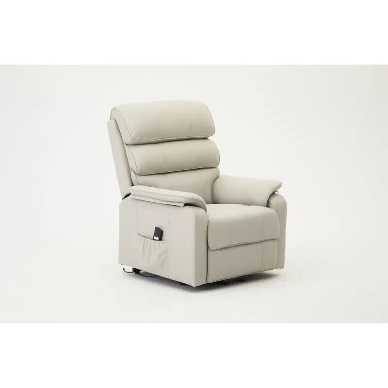 Electric Riser Recliner Armchair Lift Chair Light Grey Faux Leather Sofa