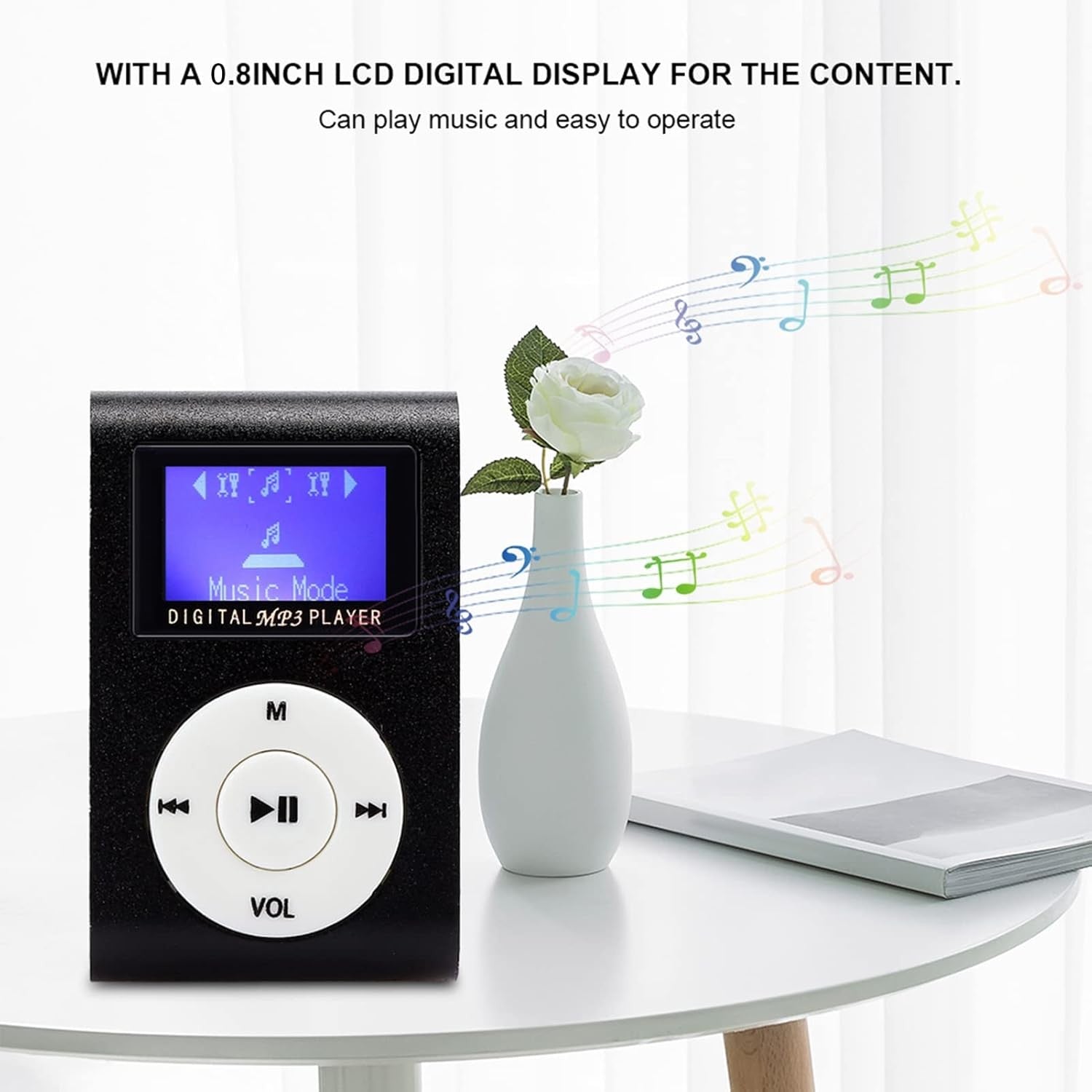 128GB Mini MP3 Player LCD Screen Portable Clip Metal Black