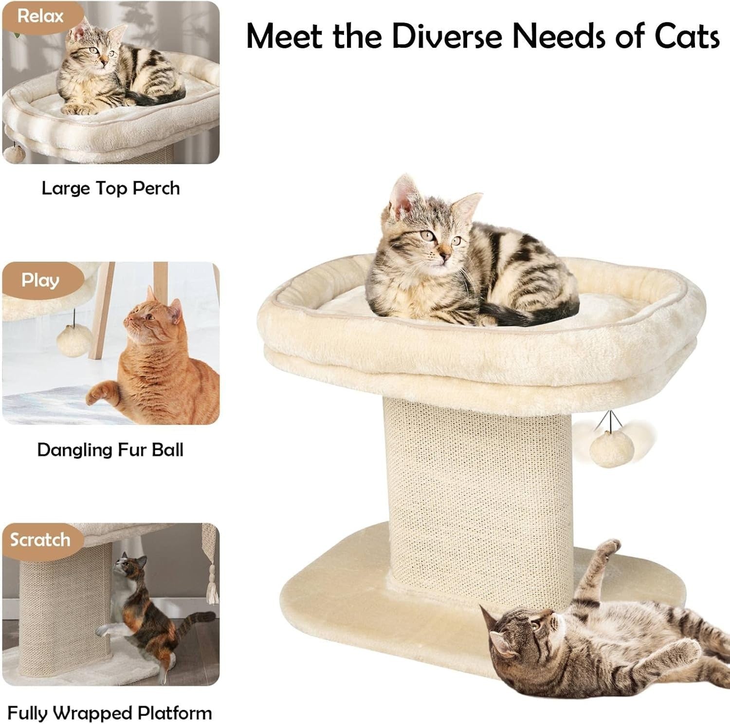2-Level Cat Tree Scratching Post Tower Top Perch Sisal Column